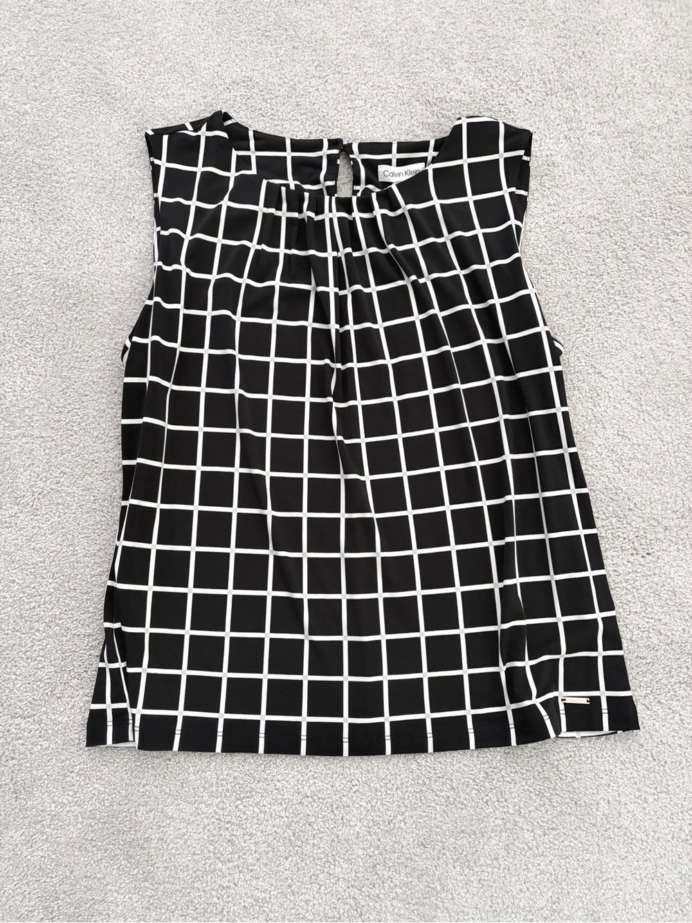 NEW w/ Tags Calvin Klein Black and White Windowpane Sleeveless Top, XL